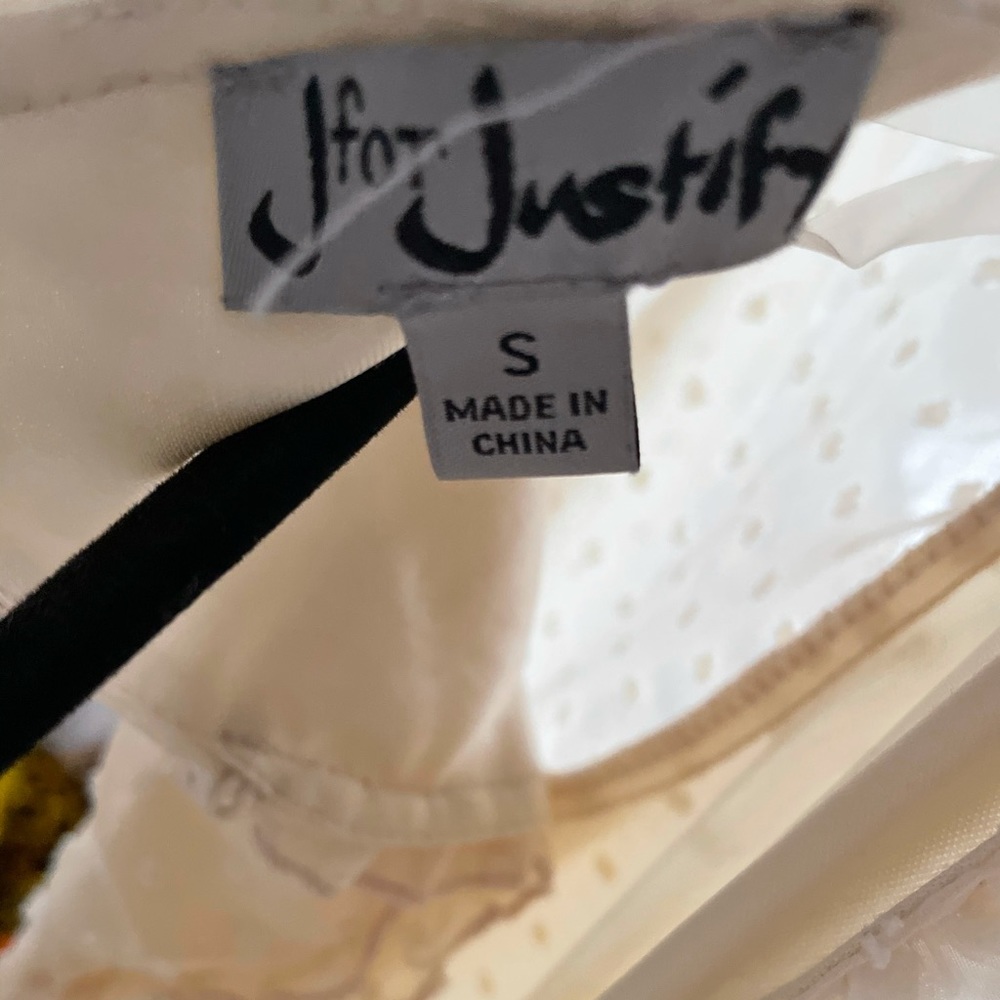 J for Justify Cream Textured Swiss Dot Mini Dress - Picture 4 of 6